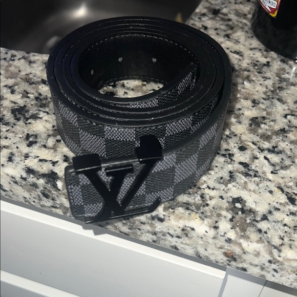 Louis Vuitton Gray Checkered Men's Belt